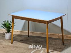 Table de cuisine en Formica vintage Buel années 50 grand modèle petit déjeuner en denim