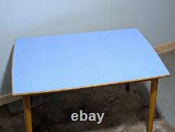 Table de cuisine en Formica vintage Buel années 50 grand modèle petit déjeuner en denim