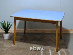 Table de cuisine en Formica vintage Buel années 50 grand modèle petit déjeuner en denim
