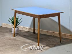 Table de cuisine en Formica vintage Buel années 50 grand modèle petit déjeuner en denim
