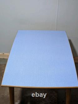 Table de cuisine en Formica vintage Buel années 50 grand modèle petit déjeuner en denim