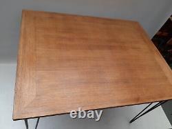 Table de cuisine en bois danois de milieu de siècle vintage rétro avec pieds en épingle à cheveux MCM