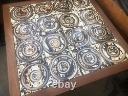 Table de cuisine en bois de teck vintage rétro des années 50 avec carrelage, bureau de travail MCM