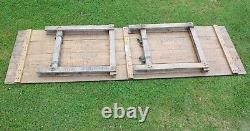 Table de jardin vintage rétro en tréteaux de 8 pieds pour le repas.