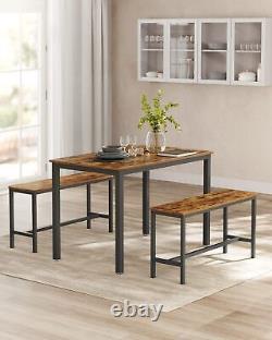 Table de salle à manger industrielle et ensemble de bancs Vintage Retro Mobilier de cuisine rustique