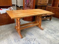 Table de salle à manger réfectoire en pin naturel massif vintage