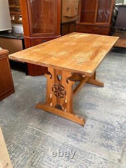 Table de salle à manger réfectoire en pin naturel massif vintage