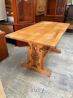 Table de salle à manger réfectoire en pin naturel massif vintage