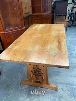 Table de salle à manger réfectoire en pin naturel massif vintage