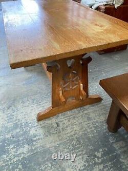 Table de salle à manger réfectoire en pin naturel massif vintage