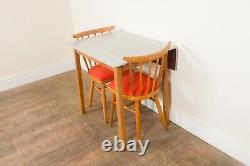 Table de salle à manger vintage rétro à rabat et 2 chaises