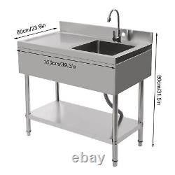 Table de travail en acier inoxydable, table de rangement commerciale, évier de cuisine, étagère de préparation pour café.
