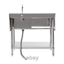 Table de travail en acier inoxydable, table de rangement commerciale, évier de cuisine, étagère de préparation pour café.