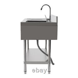 Table de travail en acier inoxydable, table de rangement commerciale, évier de cuisine, étagère de préparation pour café.