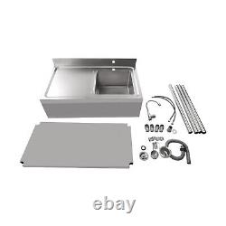 Table de travail en acier inoxydable, table de rangement commerciale, évier de cuisine, étagère de préparation pour café.