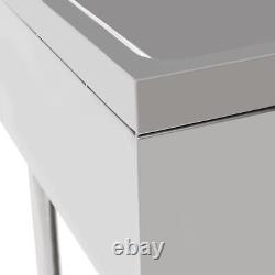 Table de travail en acier inoxydable, table de rangement commerciale, évier de cuisine, étagère de préparation pour café.