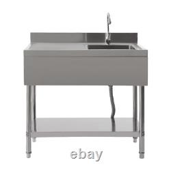 Table de travail en acier inoxydable, table de stockage commerciale, évier de cuisine pour café, étagère de préparation.