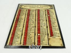 Tableau indicateur des besoins ménagers Vintage Charles Letts & Co de 1910 Downton Abbey
