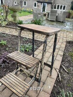 Tabouret Vintage Rétro Scolaire Escabeau Pliable Support de Cuisine