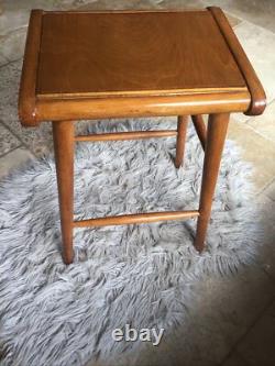 Tabouret de cuisine danois en hêtre vintage rétro mid-century, table de maquillage, table de chevet