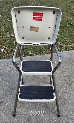 Tabouret de cuisine en métal Cosco vintage avec siège rabattable, rétro MCM rembourré