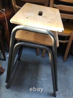 Tabouret de cuisine industriel en bois empilable vintage rétro de milieu du siècle 4