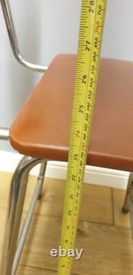 Tabouret de cuisine pliant rétro Brabantia avec siège recouvert de vinyle marron en chrome