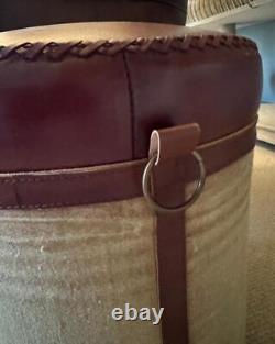 Tabouret en cuir et toile Bumble Bee 'La Royauté de la Nature' Style Vintage / Rétro