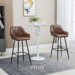 Tabourets de bar rétro ensemble de 2 chaises de bar avec pieds en acier repose-pieds salle à manger marron