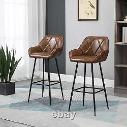 Tabourets de bar rétro ensemble de 2 chaises de bar avec pieds en acier repose-pieds salle à manger marron