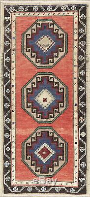 Tapis Vintage 2x4 Géométrique Turc Oriental Avec Oushak, Tapis En Laine Noué À La Main