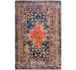 Tapis antique Vintage Troy lavable en machine antidérapant pour grand salon anatolien