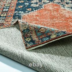 Tapis antique Vintage Troy lavable en machine antidérapant pour grand salon anatolien