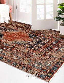 Tapis antique Vintage Troy lavable en machine antidérapant pour grand salon anatolien