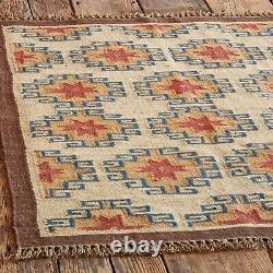 Tapis de couloir en laine et jute tissé à la main, traditionnel indien vintage