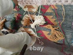 Tapis de couloir en laine et jute tissé à la main, traditionnel indien vintage