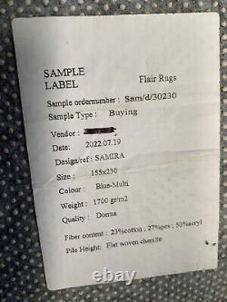 Tapis de sol vintage rétro mi-siècle moderne MCM bleu à motif floral shabby chic