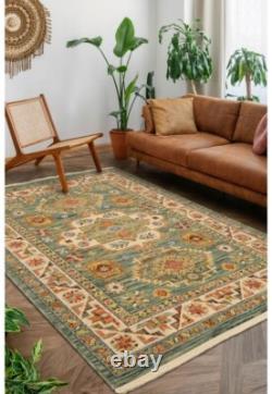 Tapis de style moderne vintage nomade vert multicolore - Livraison gratuite