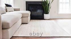 Tapis en jute blanc 100% naturel, aspect moderne rustique, tapis en jute réversible tressé