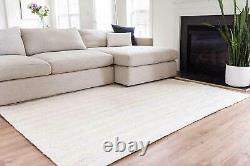 Tapis en jute blanc 100% naturel, aspect moderne rustique, tapis en jute réversible tressé
