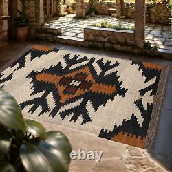 Tapis kilim en laine et jute vintage, tapis tribal Navajo, tapis du sud-ouest