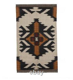 Tapis kilim en laine et jute vintage, tapis tribal Navajo, tapis du sud-ouest