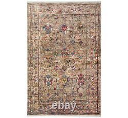 Tapis traditionnel vintage beige antique lavable en machine antidérapant grand salon