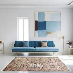 Tapis traditionnel vintage beige antique lavable en machine antidérapant grand salon