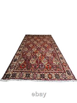 Tapis vintage fait main (318 x 212 cm) Tapis oriental rouge fait à la main