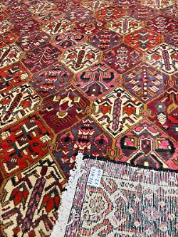 Tapis vintage fait main (318 x 212 cm) Tapis oriental rouge fait à la main