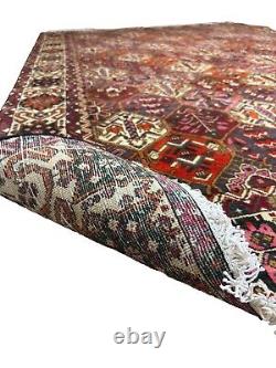 Tapis vintage fait main (318 x 212 cm) Tapis oriental rouge fait à la main