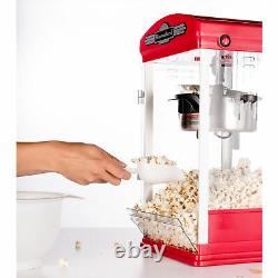 Throwback 60030 Vintage Movie Theater Kettle Style Popcorn Maker Machine, Rouge