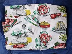 Tissu de rideau en barkcloth vintage des années 60 inutilisé 91 cm x 4,69 m cuisine alimentaire rétro