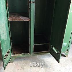 Triple Industrial Vintage Lockers, Upcycled Numbered Funky Retro 3 Portes De Rangement